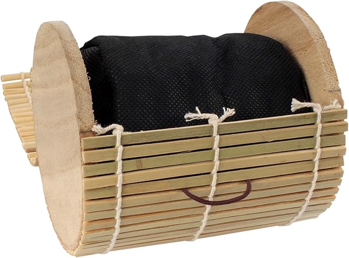 BambooMN Granulated Bamboo Charcoal Odor Absorber Bag in Decorative 4" Green Cylinder, 2 Sets