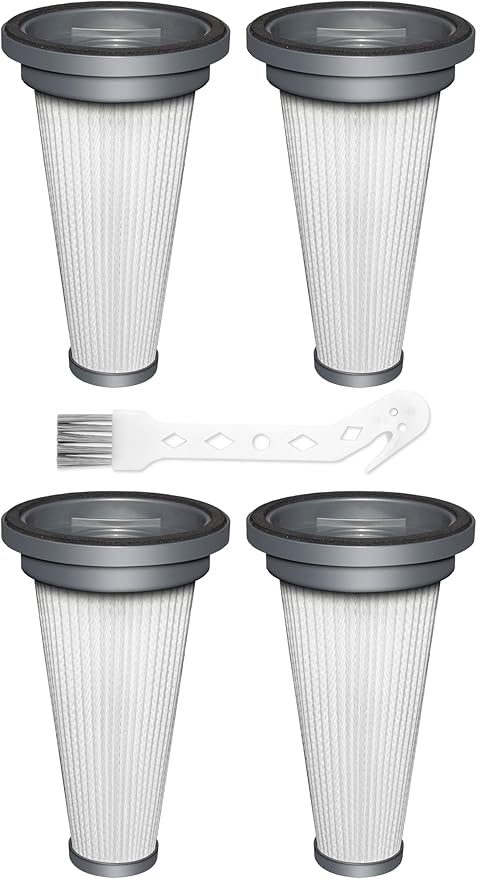 4 Pack T350 HEPA Filter Replacement Attachments Compatible with Trucozie T350 Cordless Lightweight Stick Vacuum Cleaner, 4 HEPA Filters, 1 Cleaning Brush