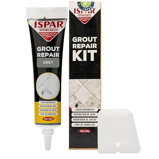 Tile Grout Repair Kit – Grey Grout Filler 8.8 oz, Pre-Mixed Tile Adhesive & Grout Paint for Shower Tile, Bathroom, Kitchen & Floor – Quick-Dry Sealer