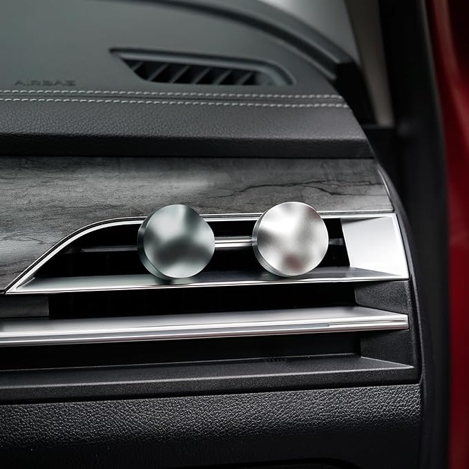 THEDOTS Silver Car Vent Clip Air Freshener, Reusable Car Scent Diffuser, Car Accessories, Frosted Ebony Scent