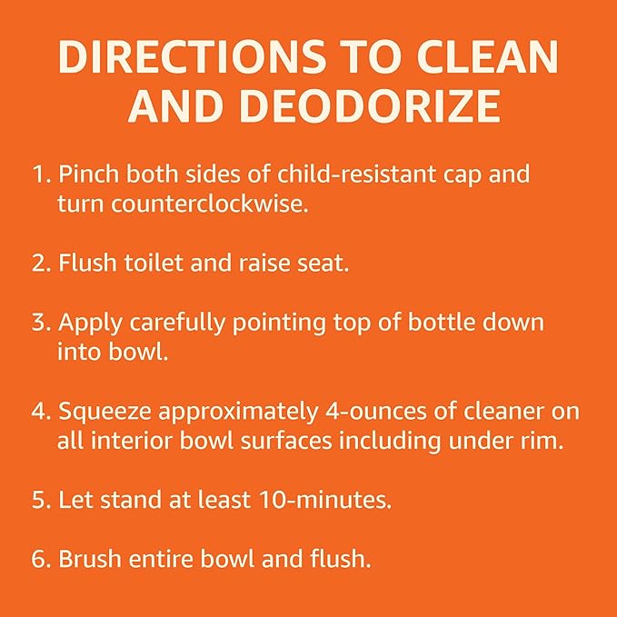 Amazon Basics Toilet Bowl Cleaner with Cling Action Formula, Bleach, Fresh Scent, 24 Fl Oz, Pack of 2, Packaging May Vary
