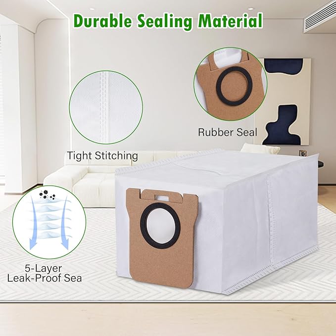 24 Pack Accessories Kit for Dreame L10s Ultra / L10 Ultra Robot Vacuum Replacement Parts Including 1 Main Brush 4 HEPA Filters 6 Sidebrushes 6 Mop Pads 6 Dust Bags 1 Cleaning Brush