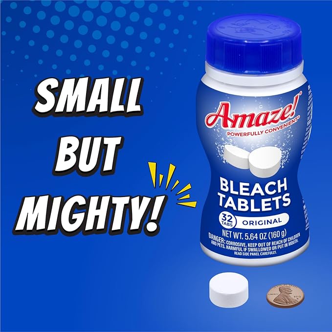 AMAZE Ultra Concentrated Bleach Tablets [6 bottles] - Meadow Scent - for Laundry, Toilet, and Multipurpose Home Cleaning. No Splash Liquid Bleach Alternative