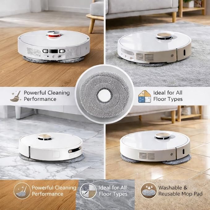 10Pack Mop Pads for Roborock Qrevo Curv/QV 35A/Q Revo/Qrevo S/Qrevo Pro/Qrevo Plus/Qrevo Master/Qrevo Slim/Saros 10R/Qrevo Edge Robot Vacuum Cleaner, Spin Cleaning Pads Replacement Accessories Set