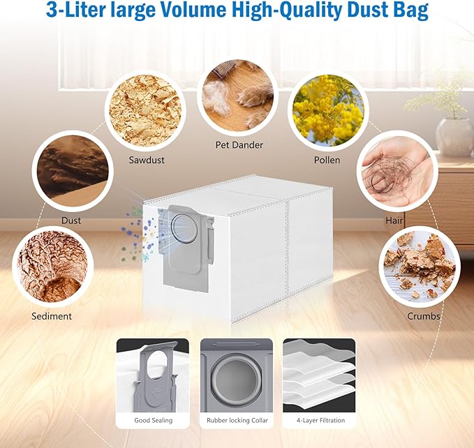 QV 35A accessories, QV 35S replacement Kit for Roborock QV 35A/QV 35S/QR 598/QR 798 Robot Vacuum Replacement Parts, 1 Main Brush, 6 Mop Pads, 6 Dust Bags, 6 Filters, 6 Side Brushes, 2 cleaning