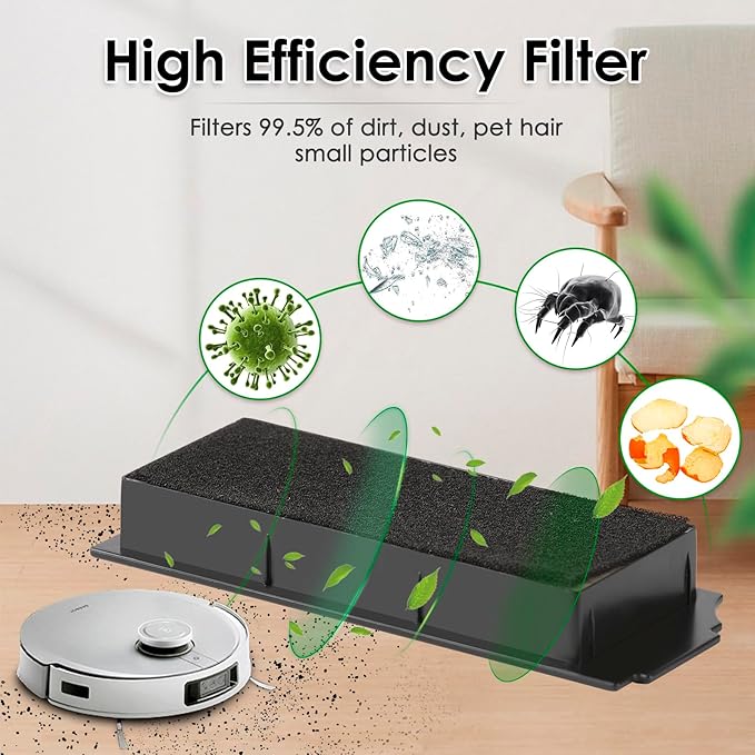 (10 Pieces) X1 Omni Replacement Parts Compatible With ECOVACS DEEBOT DEEBOT X1 OMNI, X1 PRO OMNI, T10 OMNI Robot Vacuum Accessories Kit, 1 Roller Brush, 3 HEPA Filters, 6 Side Brushes
