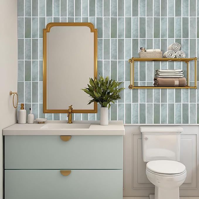 Peel and Stick Tile，New Upgrade Thicker Design Self Adhesive 12" x 12" Large Premium Peel and Stick Backsplash for Kitchen (Sage).