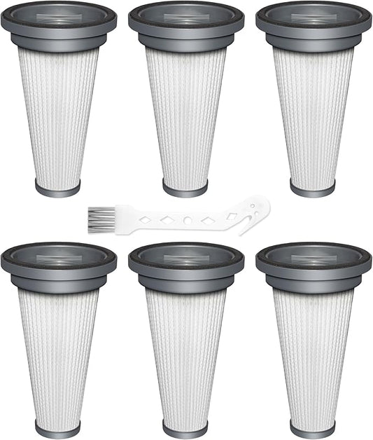 6 Pack T350 HEPA Filter Attachment Replacement Compatible with Trucozie T350 Cordless Lightweight Stick Vacuum Cleaner, 6 HEPA Filters, 1 Cleaning Brush