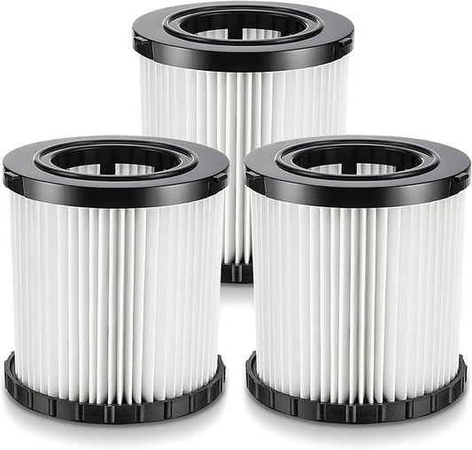 DCV581H DCV580H Vacuum Replacement Filter for DEWALT 20V MAX Wet/Dry VAC DCV580H (Cordless) DCV581H DCV5801H Portable Shop Vac Vacuum 2 Gallon Tank Capacity, Washable and Reusable Hepa Filter, 3 Pack