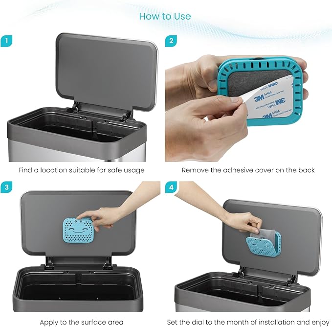 Home Zone Living CleanAura Deodorizing Filter Kit with Charcoal Filter Bag and Magnetic Sticker, Helps Eliminate Odor at Home