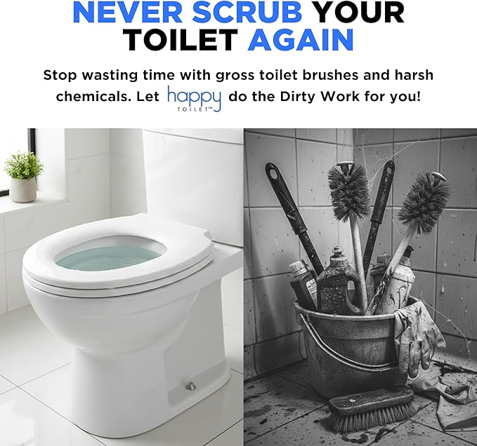 Happy Toilet Cleaner Deuce - Compatible with Kohler Toilets & Canister Flushing Systems - Automatic Toilet Bowl Cleaner Toilet Tablet Holder & 12-Pack Ultra-Strength Cleaner Tablets