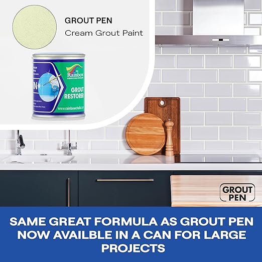 Grout Pen Cream Grout Paint: Waterproof Tile Paint Grout Refresh Restorer for Floor, Kitchen & Bathroom Shower Tiles - Cream - Can Size for Larger Projects - 125ml (4.2oz)