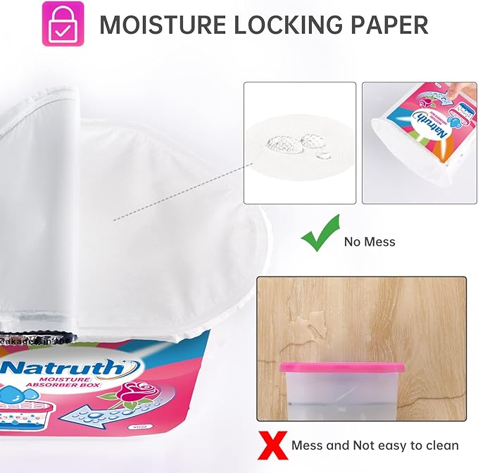 NATRUTH Moisture Absorbers Boxes (6 PACKS)，12.5 Oz With Rose Scent,Portable Closet Dehumidifier, Odor Eliminator Absorber Bucket,Humidity Absorber,Air Dehumidifier for Closet,Bathrooms, Kitchen &Boats