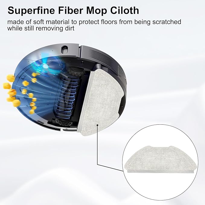 6 PCS Mop Cloth Pads for AIRROBO T20 Robot Vacuum Cleaner Accessories, Vacuum Cleaner Robot Vacuum Cleaner Replacement Parts