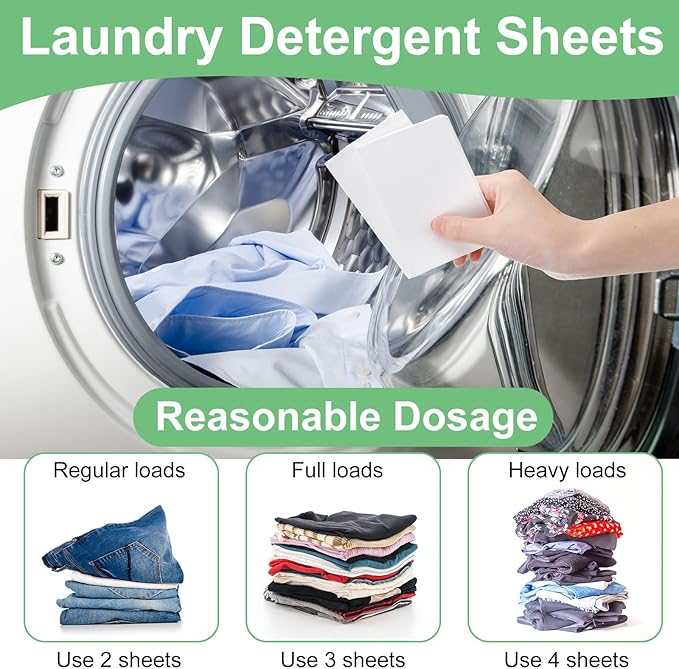Loopeer 600 Loads Laundry Detergent Sheets Bulk No Leak Laundry Soap Sheets Anti Sensitive Liquidless Laundry Supplies Washing Strips for Home Dorm(Unscented)
