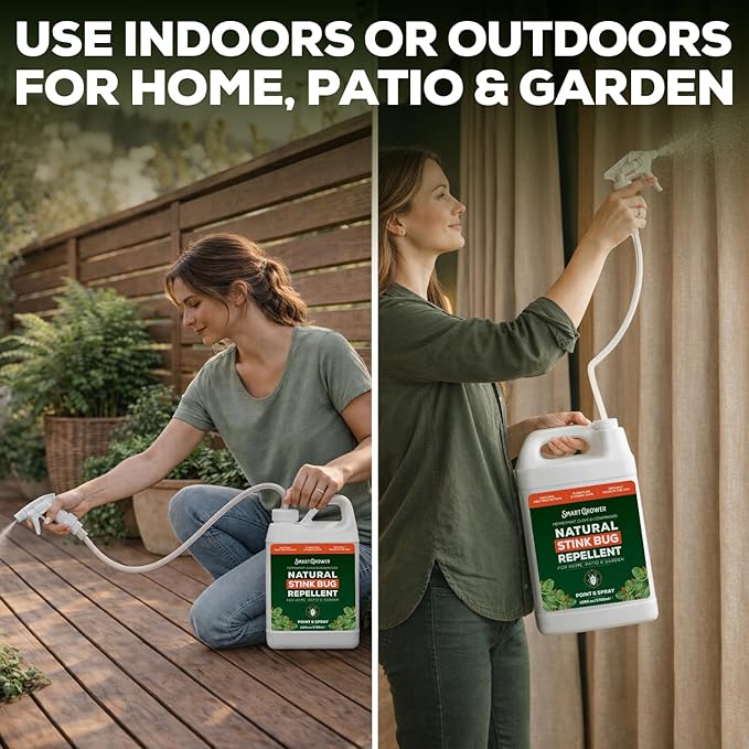 Natural Stink Bug Spray 128oz with Trigger Sprayer-Repellent for Indoor & Outdoor Use – Plant-Based Stink Bug Eliminator with Essential Oils, Stain-Free on Fabric, Pet & Family Friendly - Smart Grower