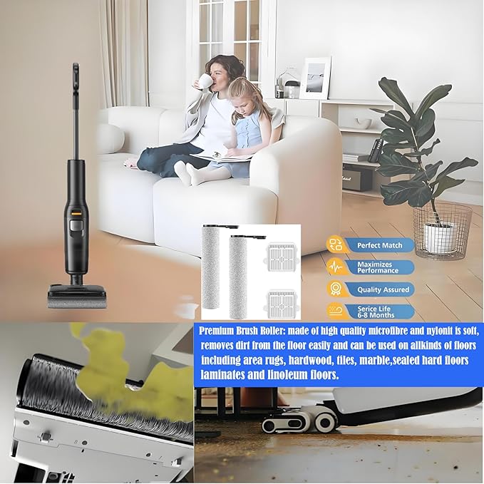 Brush Rollers and Filters Replacement Accessories Kit for Roborock F25 / F25 GT / F25 RT / F25 LT / F25 Ace / F25 Alt Wet Dry Vacuum Cleaner, Includes Roller Brush Filter Spare Parts Attachments