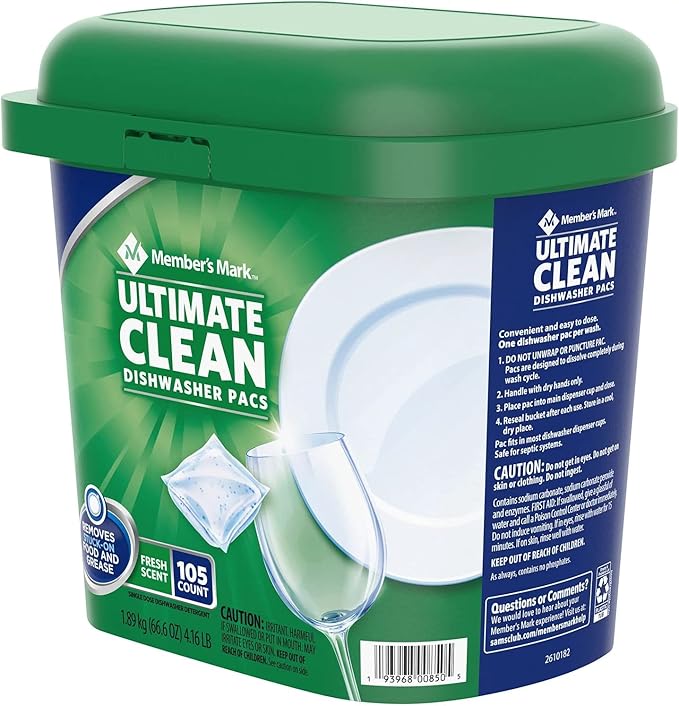 Member's Mark Ultimate Clean Dishwasher Pacs, Fresh Scent, 105ct
