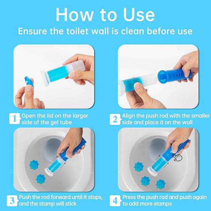 6 Packs Toilet Bowl Gel Stamp - Replacement Gel Toilet Bowl Cleaning Stamps Compatible with Scrubbing Bubbles, Stop Limescale and Rings, for Cleaning and Refreshing, 6 Pack with Dispenser