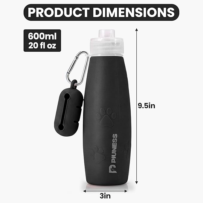 Ultimate 2-in-1 Dog Walk Essential – Portable Pee Cleaning Bottle + Detachable Poop Bag Dispenser (Black)