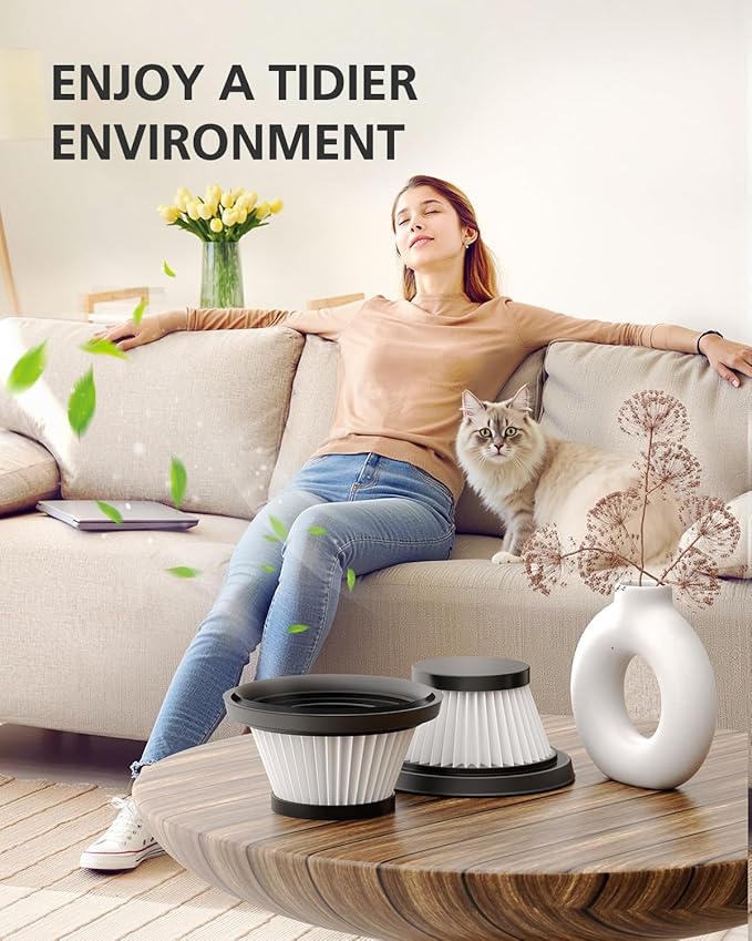 6 Pack HEPA Vacuum Filter Replacement Compatible with Compact Cordless Vacuum Cleaner as Seen on TV, Washable and Reusable Vac Replacement Parts