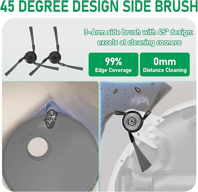 Accessories Replacement Parts for Dreame X50 Ultra/ L50 Ultra/ L40s Pro Ultra and Mova V50 Ultra Robot Vacuum Cleaner, 4 Rubber Main Brush,4 Filters,4 Dust Bags,4 Mop Pads,6 Side Brushes