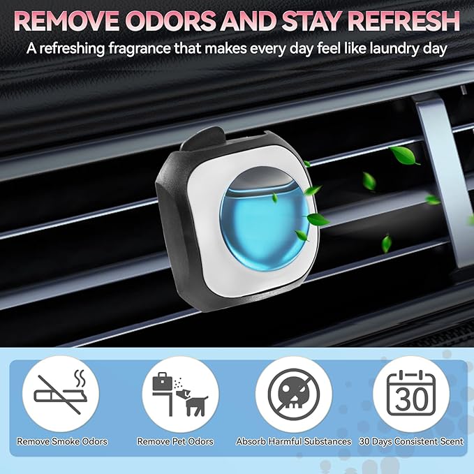 Car Air Freshener Vent Clip 6 Pack 4ml Each Up to 180 Days Long Lasting Scent Odor Eliminator for Women Men(New Car)