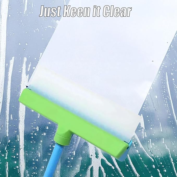 AquaSwipe Window Squeegee, Aqua Swipe Window Cleaner, Recyclable Silicone Window Squeegee Kit with Microfiber Scrubber, Glass Cleaning Tools for Shower Glass Mirror, Car(Green*2)