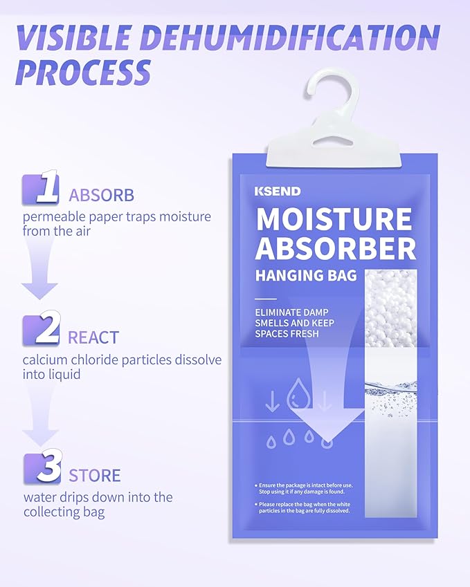 Moisture Absorbers 10 Pack, 9.8 Oz Compact Dehumidifier Bags & Packs, Moisture Hanging Bag, Humidity Absorbers, Closet Deodorizer Against Musty Odors, 11.8'' x 6.3''