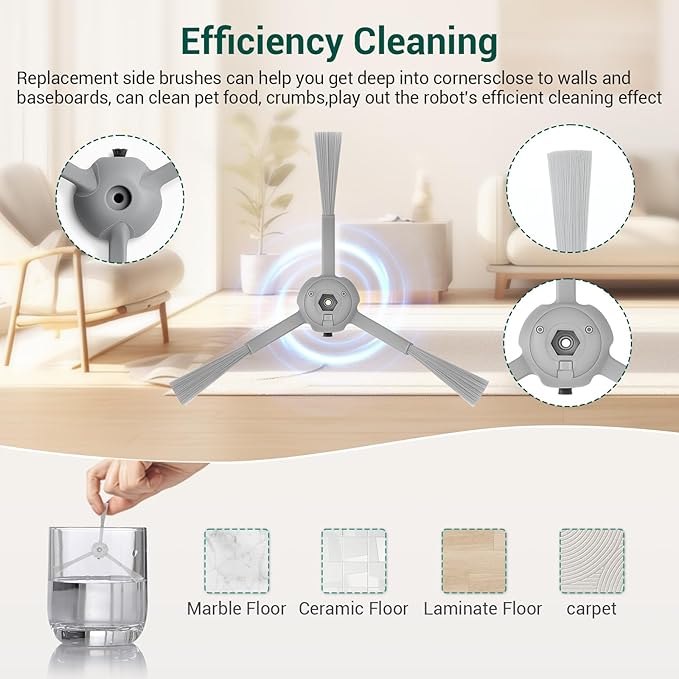 19Pack Replacement Parts Accessories for Eufy L60/L60 Hybrid/L60/L50 Series Robot Vacuums Kit, 1 Main Roller Brush, 4 Hepa Filters, 6 Side Brushes, 6 Dust Bags, 1 Screwdriver, 1 Clean Tool