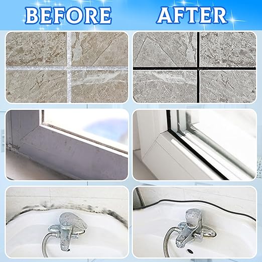 Tile Grout Paint, 2 Pcs Black Grout Cleaner Sealer for Shower, Grout Filler Tube for Kitchen, Bathroom Floor, Fast Drying Grout Pen(Black)