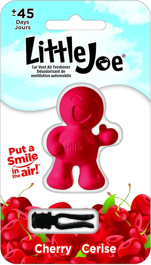 Little Joe 96407 Cherry Scent Car Air Freshener Vent Clip, Fights Odors for up to 45 Days, Long-Lasting Freshness, Cute Car Odor Eliminator, Pack of 1