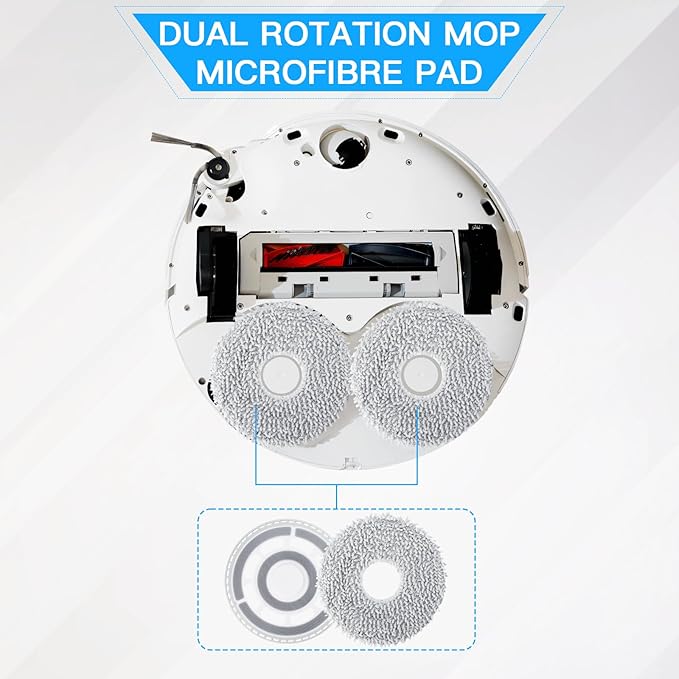 Mop Cloths with Replacement Holder, Wiping Plates for Roborock Qrevo Curv/Qrevo Edge/Saros 10R/Qrevo Curv S5X/Qrevo EDGE S5A Robot Vacuum Cleaner Accessories, Mopping Pad Floor Cleaning Replacement