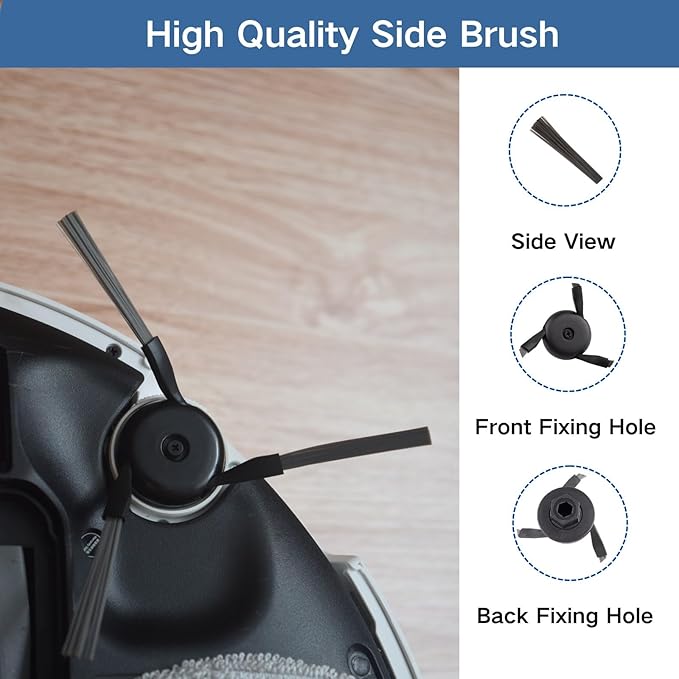 Replacement Accessories Parts Kit Compatible with Dreame L40 Ultra | X40 Ultra | Mova P10 Pro Ultra – 8 Robot Vacuum Dust Bags, 8 Mop Pads, 8 Filters, 6 Side Brushes, 2 Rubber Main Brushes