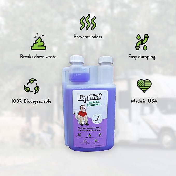 Liquified RV Toilet Treatment - Black Holding Tank Digester - Odor Eliminator - Lavender Scent - Matts RV Reviews (Lavender, 32oz)