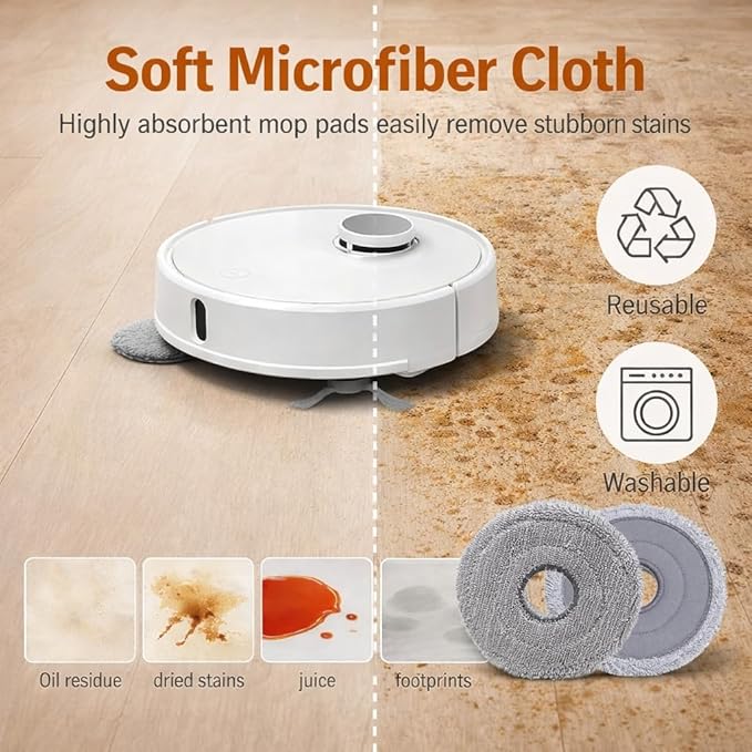10Pack Mop Pads for Roborock Qrevo Curv/QV 35A/Q Revo/Qrevo S/Qrevo Pro/Qrevo Plus/Qrevo Master/Qrevo Slim/Saros 10R/Qrevo Edge Robot Vacuum Cleaner, Spin Cleaning Pads Replacement Accessories Set