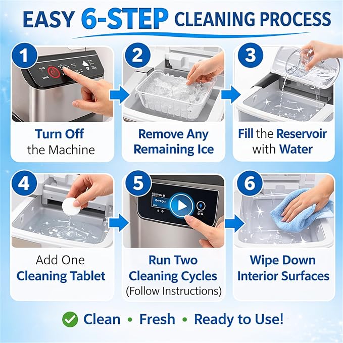 Ice Machine Cleaner Tablets Nickel Safe Ice Maker Cleaner Tablets for Countertop, Nugget Ice Makers Compatible with All Major Brands 36pcs