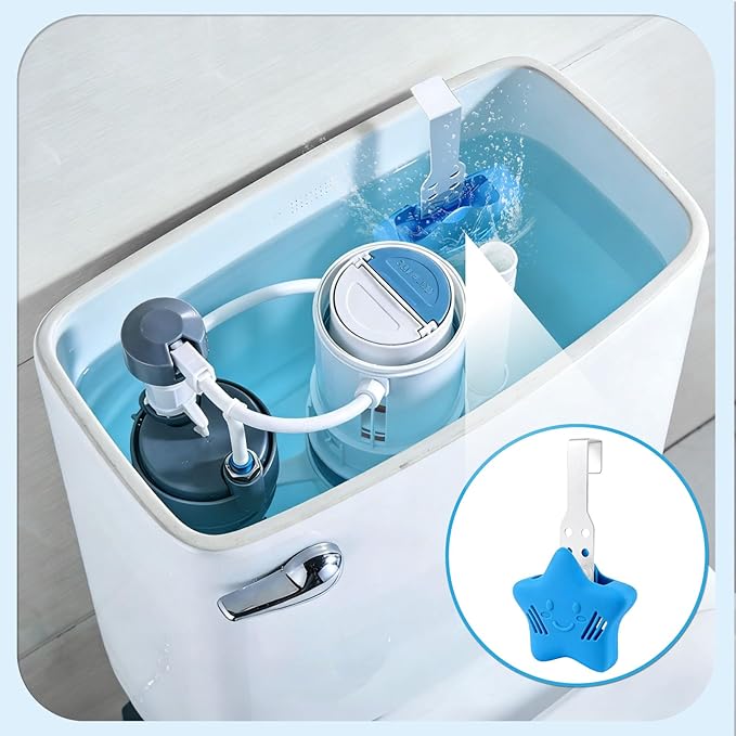 Toilet Tank Tablet Holder, Blue Star Shaped Hanging Toilets Bowl Tablet Holder for Preventing Dissolved Residue From Polluting Water Tank(2Ps)