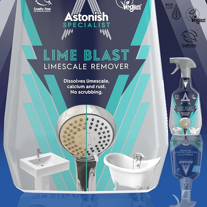Astonish Specialist Ultimate Limescale Remover Cool Eucalyptus - No Scrub Cleaner Tackles Hard Water, Limescale, Rust & Calcium - Cruelty Free Bathroom & Kitchen Cleaning Solution, 750ml Spray Bottle