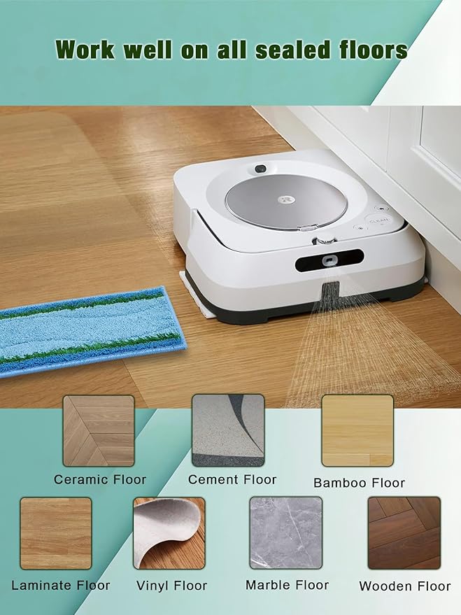 Upgraded M6 Wet Mopping Pads for iRobot Braava Jet M6 Series 6012/6110/6112/6113 Ultimate Robot Mops. Washable & Reusable Microfiber M6 Mop Deep Clean Pads Accessories, 8-Pack