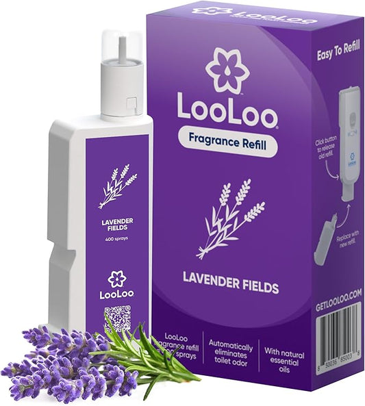 Loo Loo Touch Free Toilet Freshener Refills, Natural Essential Oils ??Toilet Smell Eliminator, Bathroom Deodorizer, Air Freshener Spray for Bathroom, Lavender Fields Fragrance, 2.0 Fl Oz