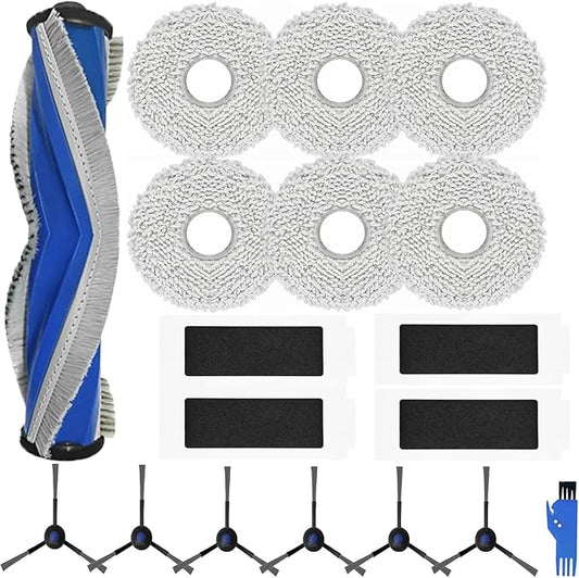 18 Pcs Accessories for Ecovacs Deebot T30S, T30 PRO Omni, T30S Combo, for Yeedi M12 Pro Vacuum Cleaner, 1 Main Brush, 4 Filters, 6 Mop Pads, 6 Side Brushes, T30S Replacement