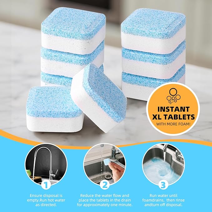 Ultra-Strength Garbage Disposal Cleaner Deodorizer Tablets - 24 Pack | Fresh Citrus Foam Sink and Drain Cleaner | Deep Clean to Eliminate Odors | Pipe Friendly (12-Month Supply)