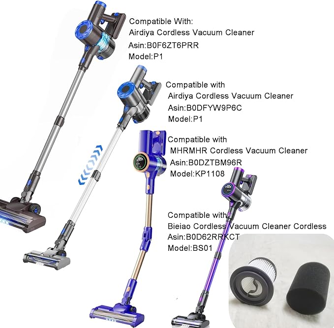 Hepa Filter Replacement Compatible with AIRDIYA P1 VG3,MHRMHR KP1108, and Bieiao Cordless Vacuum Cleaner