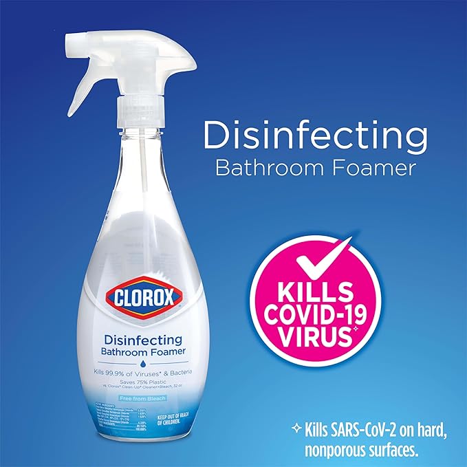 Clorox Disinfecting Bathroom Foamer Refills for Clorox Bathroom Foamer Cleaning System, Household Essentials, 2 Count