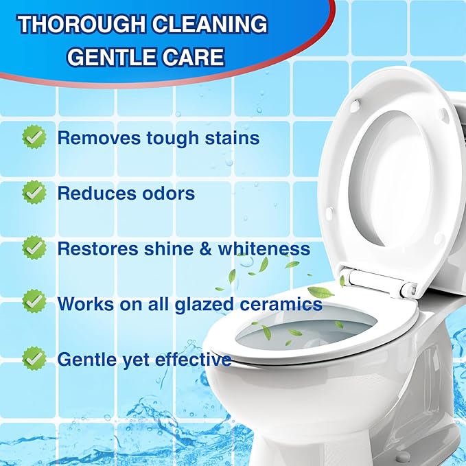 Toilet Bowl Cleaner Bleach Tablets – Deep Cleaning & Deodorize, Effectively Removes Hard Stains (24-Pack Year Supply), Septic-Safe, Bathroom Cleaning Supplies