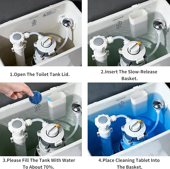 Premium Toilet Tank Tablet Holder – Plastic Hanging Cleaner Caddy (7.5'' x 3.5'' x 2.5'', White) – Toilet Bowl Cleaner Hanging Carrier - Prevents Dissolved Residue in Water Tank