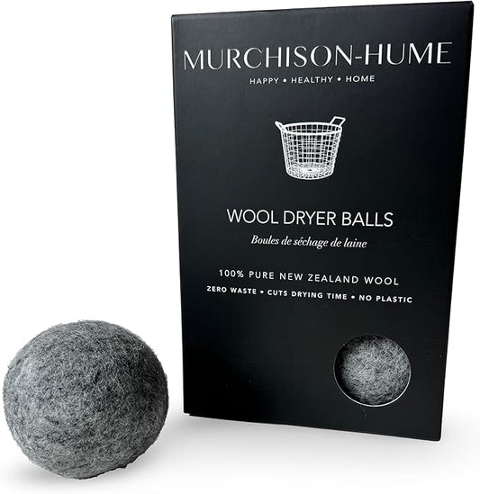 Murchison-Hume Wool Dryer Balls ??100% New Zealand Wool, Natural Fabric Softener, Reduces Drying Time, Eco-Friendly & Reusable ??Set of 6