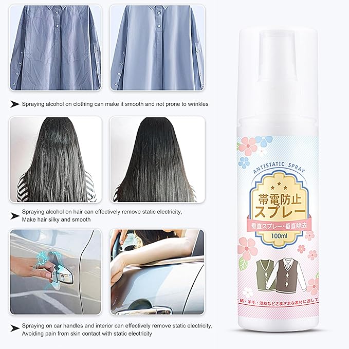 Static Schmatic for Clothes, Crease-Free Spray, Natural Static Cling Remover, Prevents Static Electricity from Attracting Dust and Lint, Fabric Refresher Spray for Clothes