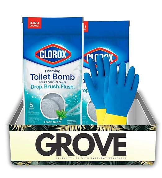 Toilet Bowl Cleaners by Foaming Fresh Scent + Lavender Scent Toilet Cleaner 5.3 oz Tablet Each Bundle with Cleaning Gloves – Easy-to-Use, Bleach-Free Tablets — Gift Set (3 Items)